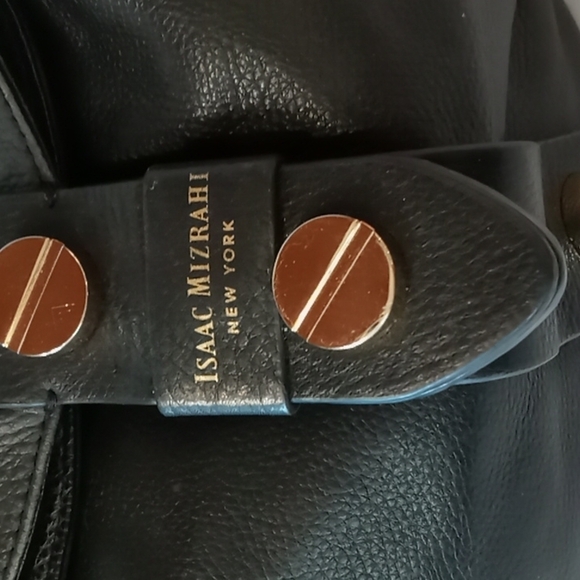 Isaac Mizrahi magnetic clasp large black shoulder bag - Picture 2 of 7